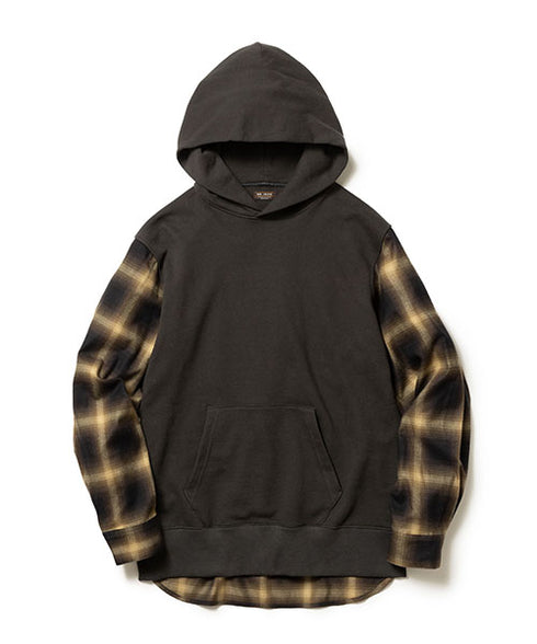 MR.OLIVE/URAKE & OMBRE CHECK / HYBRID HOODY ミスターオリーブ/裏毛&オンブレチェック / ハイブリットフーディー